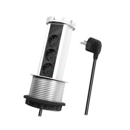 LogiLink Regleta de enchufes pop-up con 3 tomas de seguridad, 100 mm