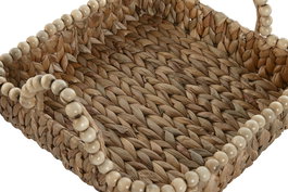 DKD Home Decor Bandeja Boho Natural Fibra Madera 37 x 18 x 37 cm Set de 3