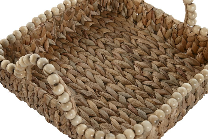DKD Home Decor Bandeja Boho Natural Fibra Madera 37 x 18 x 37 cm Set de 3 DKD Home Decor Bandeja Boho Natural Fibra Madera 37 x 18 x 37 cm Set de 3