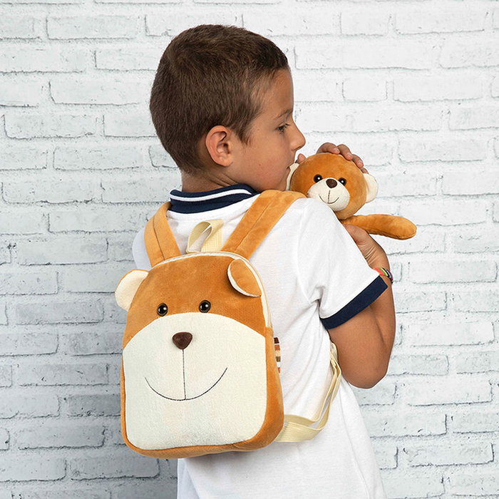PERLETTI Mochila Reversible con Peluche Oso Benji 25cm