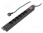 Qoltec Regleta de alimentación protectora CB para RACK 19 pulg, 1U, 16A, 6xFRENCH, 2m