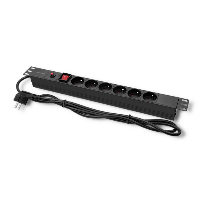 Qoltec Regleta de alimentación protectora CB para RACK 19 pulg, 1U, 16A, 6xFRENCH, 2m Qoltec Regleta de alimentación protectora CB para RACK 19 pulg, 1U, 16A, 6xFRENCH, 2m