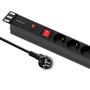 Qoltec Regleta de alimentación protectora CB para RACK 19 pulg, 1U, 16A, 6xFRENCH, 2m