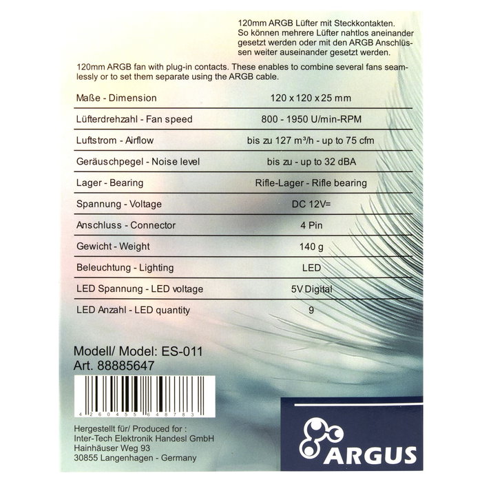Inter-Tech Fan Argus ES-011 Inter-Tech Fan Argus ES-011