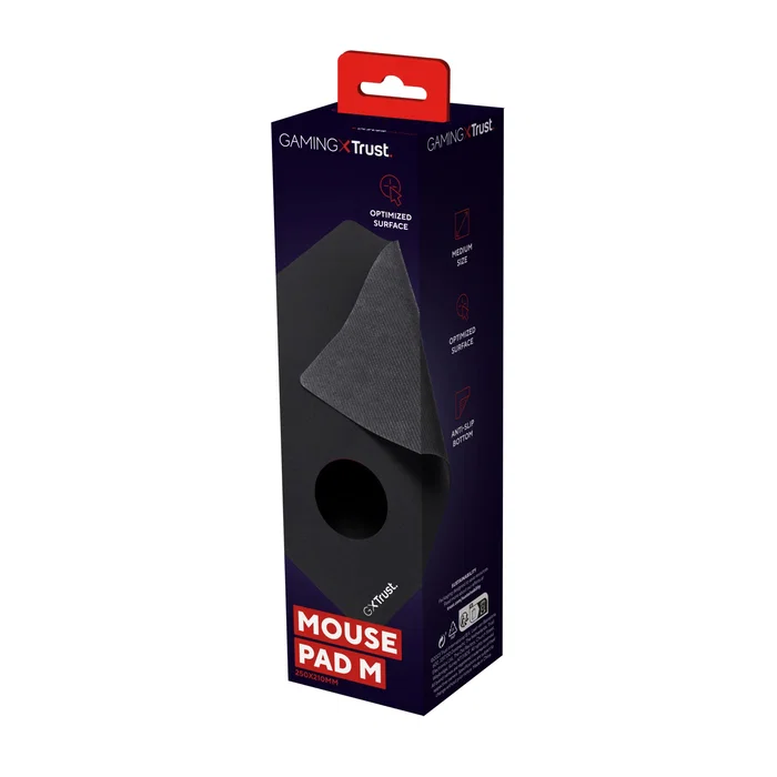 Trust GXT 752 Alfombrilla de ratón Gaming para juegos, Textura optimizada, Antideslizante, Negro, M (250x210x3mm)