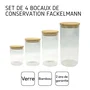 Fackelmann 3176239998030 Juego 4 Recipientes Vidrio Almacenar Natural Tapa Bambú