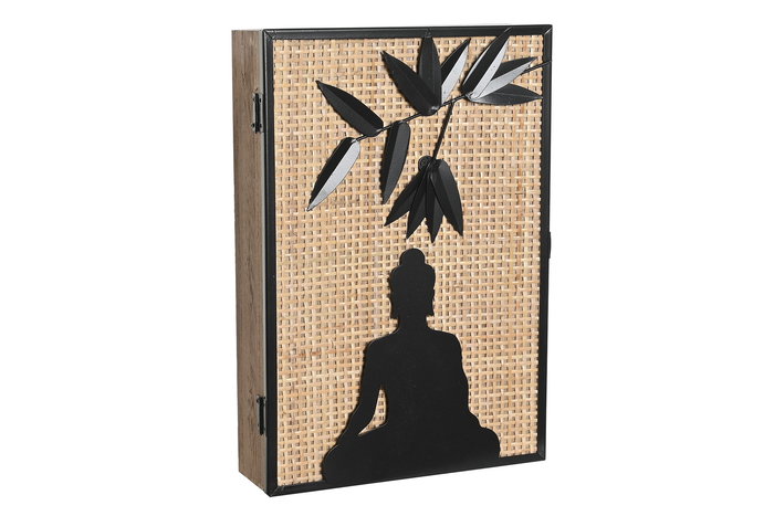 DKD Home Decor Guardallaves Oriental 2023 Natural Negro MDF 6 x 30 x 20 cm (2 Unidades)