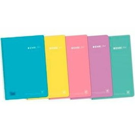 Enri Cuaderno Espiral 1/4 80H 90gr 4x4mm con Tapa PP Colores Pastel (Set de 5)