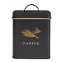 Cook Concept Bote Metal "Farine" Bistrot Negro Mate Con Ilustraciones Doradas 11,5x11,5x16 Cm