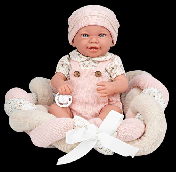 Muñecas Arias Muñeca Elegance Zoe Rosa 42 cm con Cojín, Cuerpo de Vinilo, para Niña