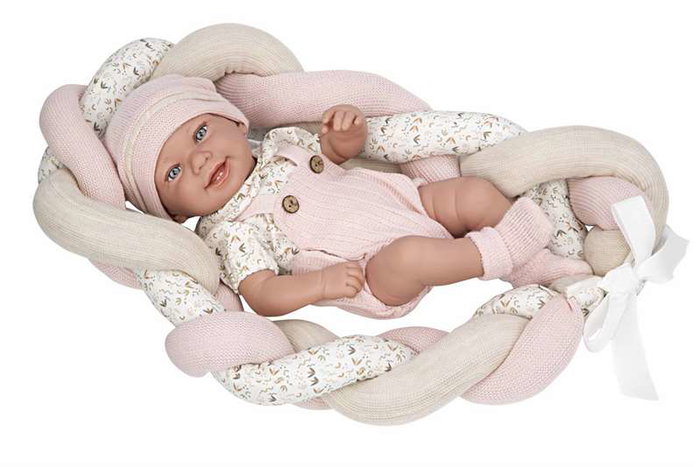 Muñecas Arias Muñeca Elegance Zoe Rosa 42 cm con Cojín, Cuerpo de Vinilo, para Niña