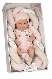 Muñecas Arias Muñeca Elegance Zoe Rosa 42 cm con Cojín, Cuerpo de Vinilo, para Niña