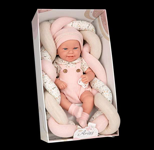 Muñecas Arias Muñeca Elegance Zoe Rosa 42 cm con Cojín, Cuerpo de Vinilo, para Niña