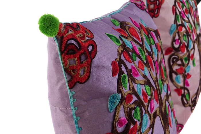 DKD Home Decor Cojín de Algodón con Diseño de Árbol Bordado, Multicolor