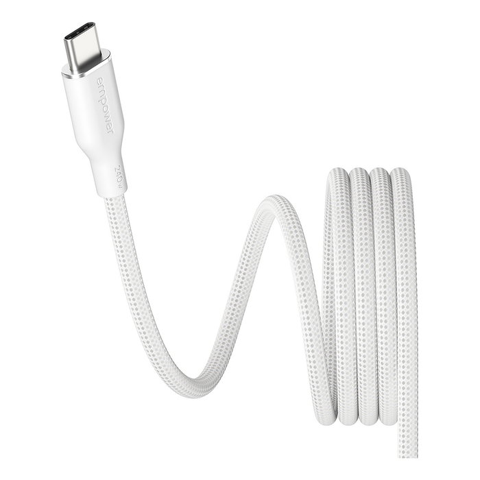 PanzerGlass empower Magnetic Cable USB-C to USB-C 240W, USB 2.0, 1.5m, Color Blanco Plateado, 1 Unidad
