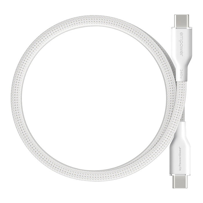 PanzerGlass empower Magnetic Cable USB-C to USB-C 240W, USB 2.0, 1.5m, Color Blanco Plateado, 1 Unidad