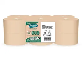 Amoos naturally jumbo professional Papel Higienico Celulosa Virgen Ecolabel 12 Rollos 120m Extresuave Pieles Delicadas