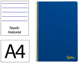 Liderpapel Cuaderno Espiral A4 Smart Tapa Blanda 80 Hojas 75gr Rayado Horizontal Con Margen Color Azul Oscuro