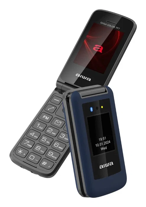 Aiwa Teléfono Móvil Senior 2G FP-30-2G BL, Plegable, Dual SIM, Bluetooth, Botón SOS, Linterna, Azul