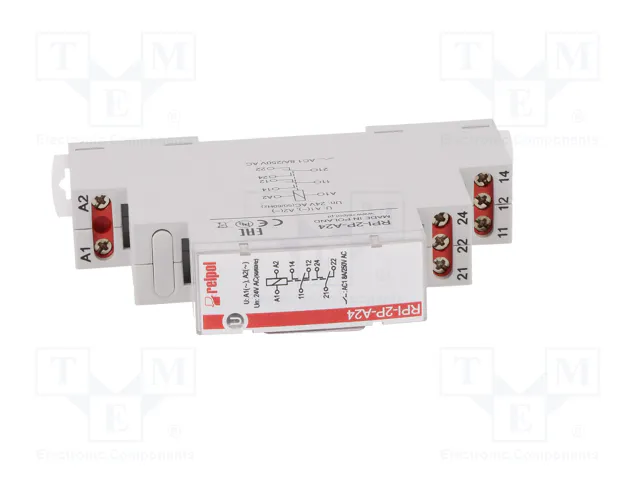 RELPOL RPI-2P-A24 Relé de instalación DPDT 8A 24V AC