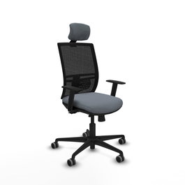 PIQUERAS Y CRESPO Silla de oficina Yunquera con mecanismo Sincro/Traslack, Gris y Negro