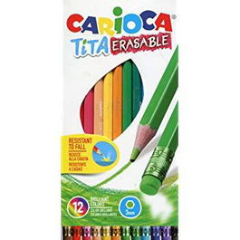 Carioca Lápices de Colores Tita con Goma Estuche 12 Unidades Surtidos