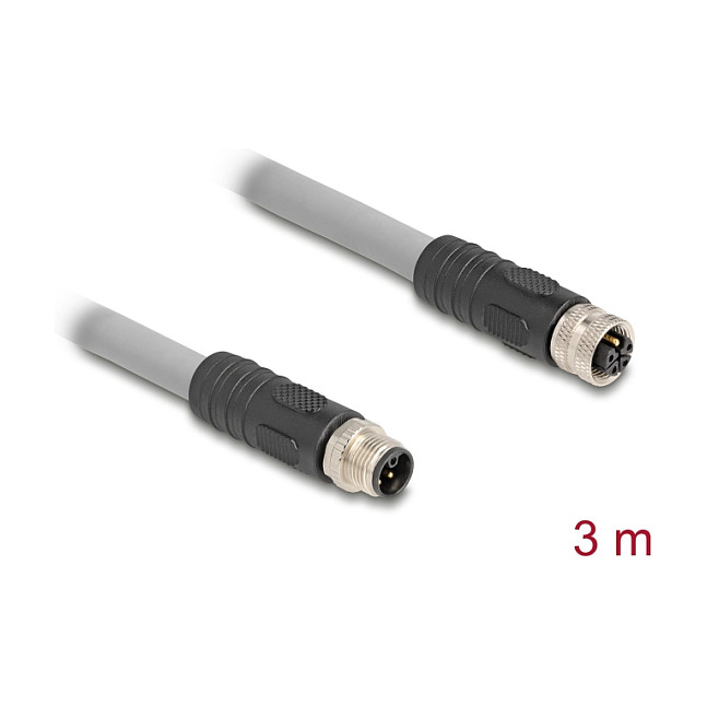 DeLOCK 80540 Cable para sensor/actuador M12 Macho/Hembra 3 m Gris