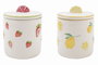 DKD Home Decor Bote Colección Frutas 24 Moderno Porcelana Amarillo Rojo Verde 11.5 x 11.5 x 14.2 cm (4 Unidades)