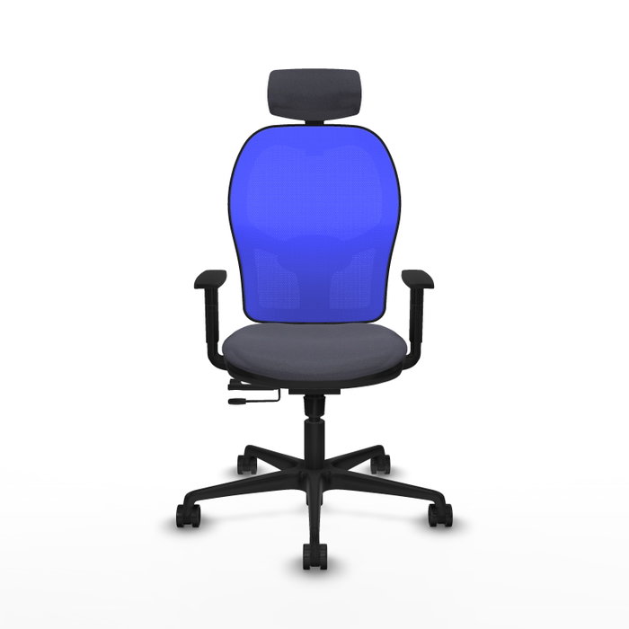 PIQUERAS Y CRESPO Silla de oficina Jorquera con mecanismo Sincro/Traslack, Gris oscuro y Azul