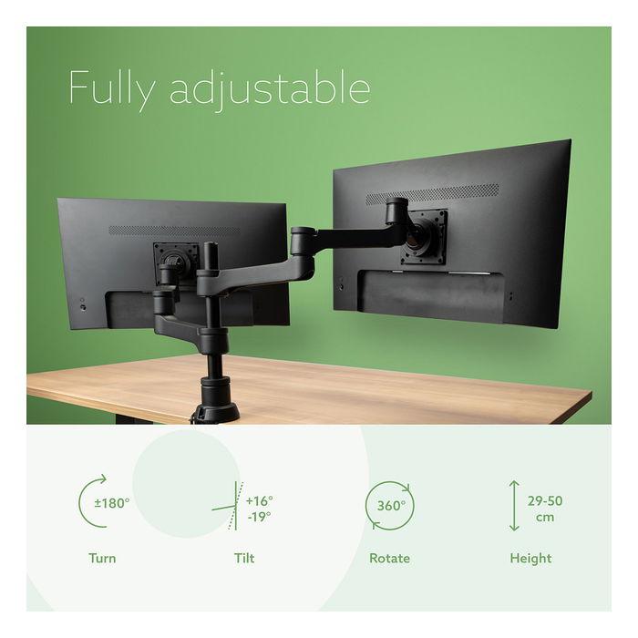 R-GO Monitor Arm R-Go Zepher4 para Monitores de 0" a 32" hasta 8kg por Brazo, 2x TFT, Soporte de Pantalla de Brazo Simple