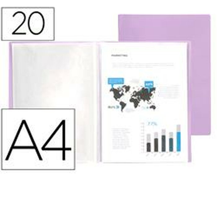 Liderpapel Carpeta Escaparate con 20 Fundas DIN A4 Lavanda Opaco