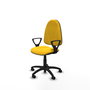 Silla de oficina Algarra con mecanismo Contacto permanente básico tapizada con Similpiel color Amarillo. Equipada con Base poliamida negra, Brazos fijos y Ruedas autofrenantes