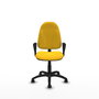Silla de oficina Algarra con mecanismo Contacto permanente básico tapizada con Similpiel color Amarillo. Equipada con Base poliamida negra, Brazos fijos y Ruedas autofrenantes