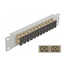 Delock Panel de Conexión de Fibra Óptica 12 Puertos SC Duplex Rack 1U, 10 Pulgadas, Color Beige y Gris, Referencia Patchpanel 10? LWL 12 Port SC Duplex beige 1 HE grau