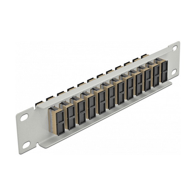 Delock Panel de Conexión de Fibra Óptica 12 Puertos SC Duplex Rack 1U, 10 Pulgadas, Color Beige y Gris, Referencia Patchpanel 10? LWL 12 Port SC Duplex beige 1 HE grau
