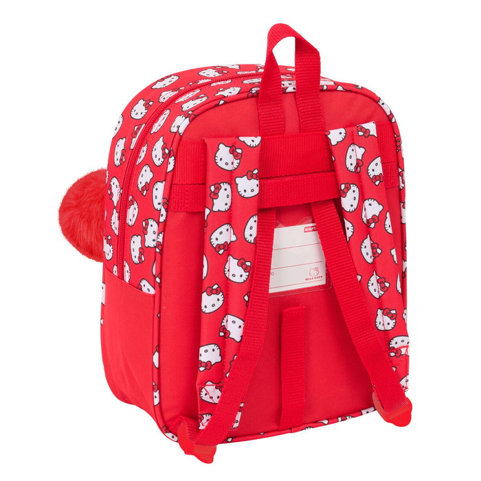 Mochila Escolar Hello Kitty Iconic Blanco Rojo 22 x 27 x 10 cm