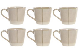 DKD Home Decor Mug Urban Liangfeng 26 Beige 160ml Set 6