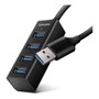Axagon HUE-M1A Mini Hub USB Superspeed con 4 puertos USB 3.0, 20cm, negro