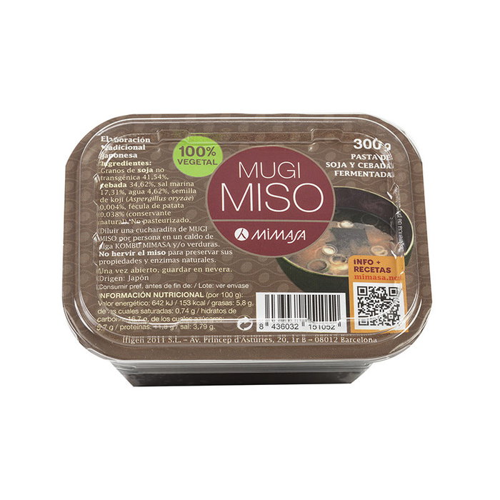 MIMASA Mugi Miso de Cebada 300g. Tarrina MIMASA Mugi Miso de Cebada 300g. Tarrina