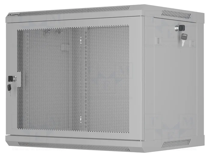 Lanberg Armario Rack de Pared 19 pulgadas 9U 600x450 gris con puertas perforadas