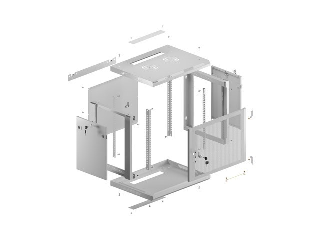 Lanberg Armario Rack de Pared 19 pulgadas 9U 600x450 gris con puertas perforadas