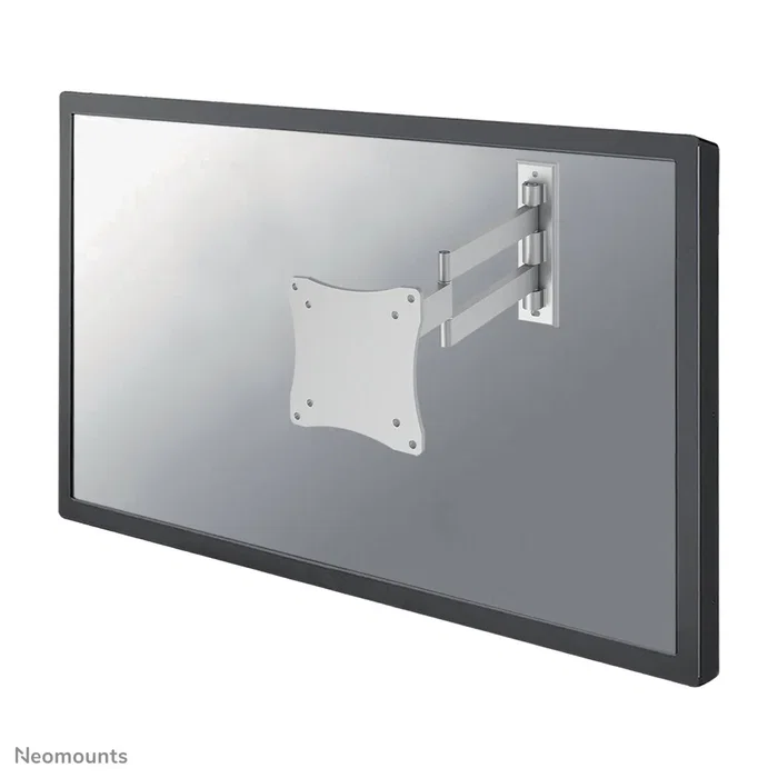 Neomounts FPMA-W830 Soporte de Pared para TV/Pantalla, Movimiento Completo (Giro, Inclinación, Rotación), hasta 27" (68.6 cm), 12 kg, VESA 75x75/100x100, Color Plata
