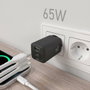 Aisens Cargador GaN 65W con 2x USB-C y 1x USB-A, Negro