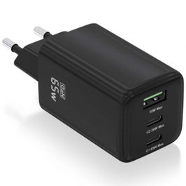Aisens Cargador GaN 65W con 2x USB-C y 1x USB-A Negro