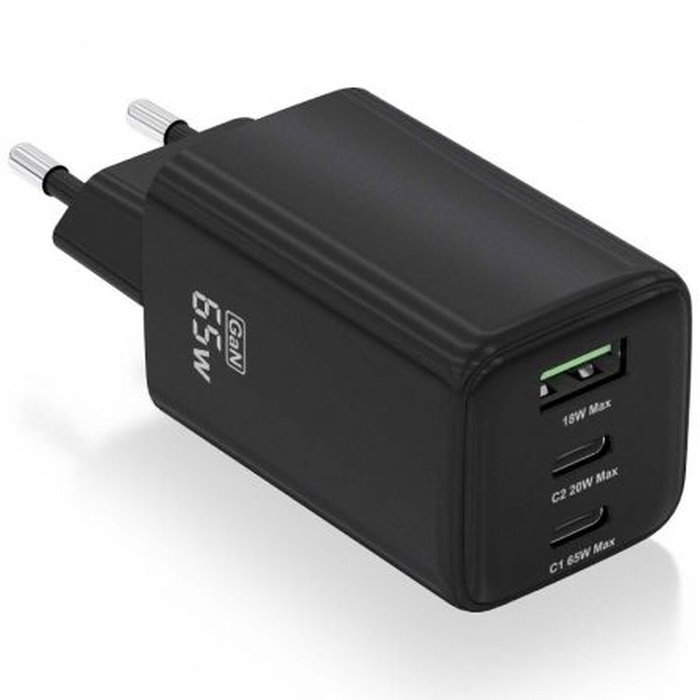 Aisens Cargador GaN 65W con 2x USB-C y 1x USB-A, Negro Aisens Cargador GaN 65W con 2x USB-C y 1x USB-A, Negro