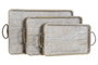DKD Home Decor Bandeja Natural Blanco Mango y Cuerda Set de 3 Piezas (2 Unidades) 35 x 4.5 x 53 cm