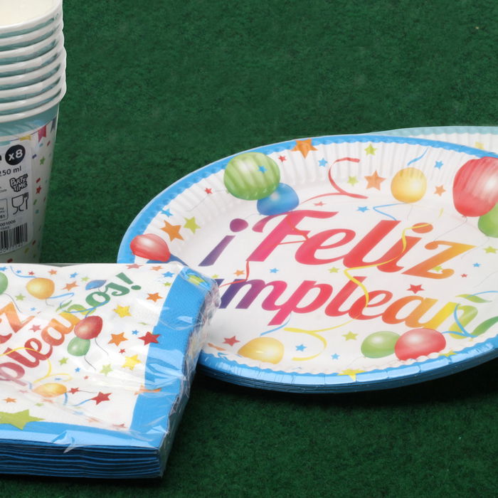 Party Time Juego De 8 Platos Cartón 23 cm