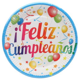 Party Time Juego De 8 Platos Cartón 23 cm