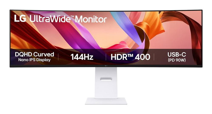 LG Monitor Curvo Ultrawide 49U950A-W 49" DQHD IPS Nano 144Hz HDR400 USB-C 90W G-Sync Compatible FreeSync Premium
