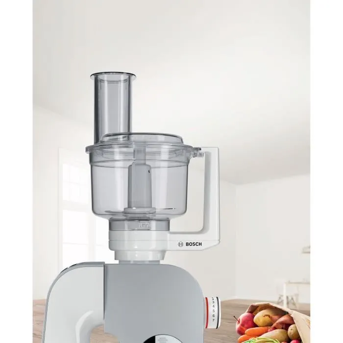 Bosch BOS4242002636962 Batidora multiusos para robot de cocina MUM5 con cuchilla universal, rallador y disco de doble filo - Blanco transparente
